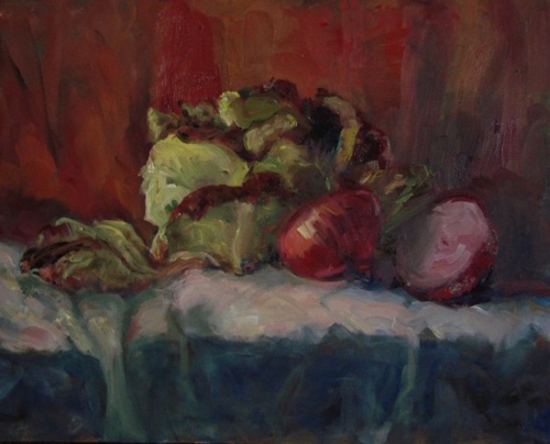 Red Lettuce, Red Onion
Oil on Canvas
16 x 20 Not Available
Red Lettuce, Red Onion
Oil on Canvas
16 x 20 Not Available